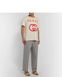 Pantalon chino à carreaux gris Gucci