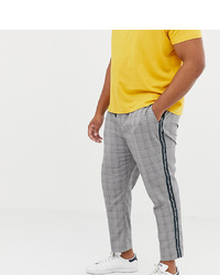 Pantalon chino à carreaux gris New Look