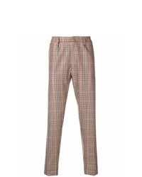 Pantalon chino à carreaux marron Dondup