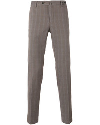 Pantalon chino à carreaux marron Pt01