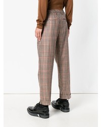 Pantalon chino à carreaux marron Dondup