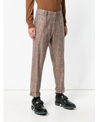 Pantalon chino à carreaux marron Dondup