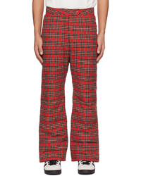 Pantalon chino à carreaux rouge ERL
