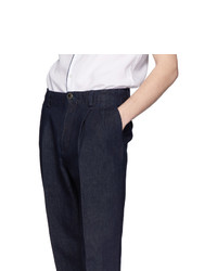 Pantalon chino à chevrons bleu marine Giorgio Armani
