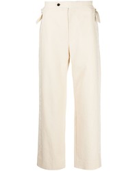 Pantalon chino à fleurs beige Bode