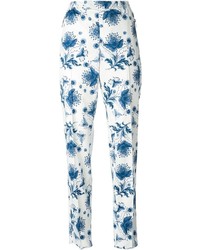 Pantalon chino à fleurs blanc Alexander McQueen