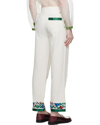 Pantalon chino à fleurs blanc Bode
