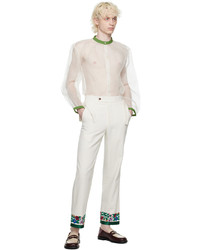 Pantalon chino à fleurs blanc Bode