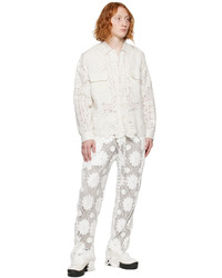 Pantalon chino à fleurs blanc young n sang