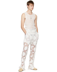 Pantalon chino à fleurs blanc young n sang