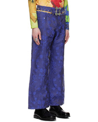 Pantalon chino à fleurs bleu Chopova Lowena