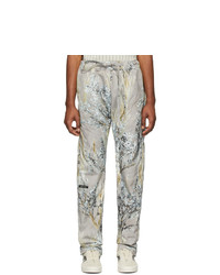Pantalon chino à fleurs gris