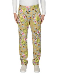 Pantalon chino à fleurs jaune