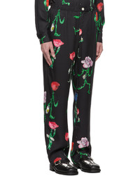 Pantalon chino à fleurs noir Soulland