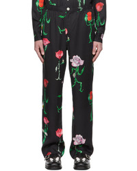 Pantalon chino à fleurs noir Soulland