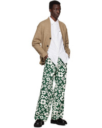 Pantalon chino à fleurs vert foncé Marni