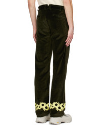 Pantalon chino à fleurs vert foncé Saintwoods