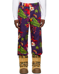Pantalon chino à fleurs violet