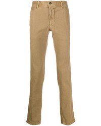 Pantalon chino à motif zigzag marron clair