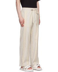 Pantalon chino à rayures verticales beige COMMAS