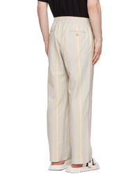 Pantalon chino à rayures verticales beige COMMAS