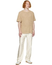 Pantalon chino à rayures verticales beige GAUCHERE