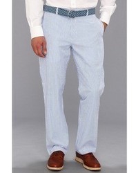 Pantalon chino à rayures verticales blanc et bleu