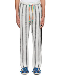 Pantalon chino à rayures verticales blanc et noir