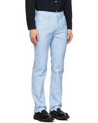Pantalon chino à rayures verticales bleu clair Séfr