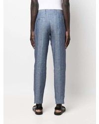 Pantalon chino à rayures verticales bleu clair Lardini