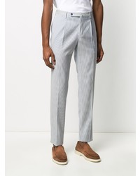 Pantalon chino à rayures verticales bleu clair Incotex