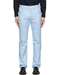 Pantalon chino à rayures verticales bleu clair Séfr