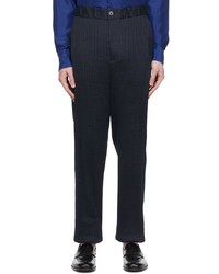 Pantalon chino à rayures verticales bleu marine Giorgio Armani