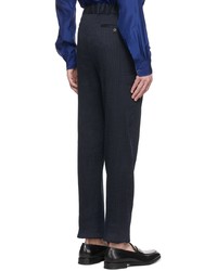 Pantalon chino à rayures verticales bleu marine Giorgio Armani