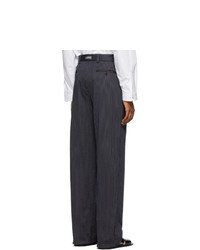Pantalon chino à rayures verticales bleu marine Vetements