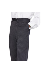 Pantalon chino à rayures verticales bleu marine Vetements
