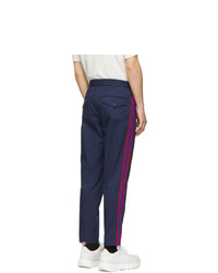 Pantalon chino à rayures verticales bleu marine Moncler