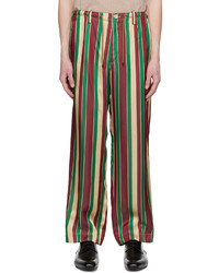 Pantalon chino à rayures verticales bordeaux Dries Van Noten