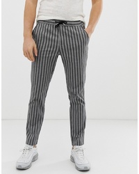 Pantalon chino à rayures verticales gris foncé ASOS DESIGN