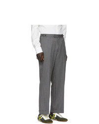 Pantalon chino à rayures verticales gris foncé Loewe