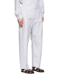 Pantalon chino à rayures verticales gris Lemaire