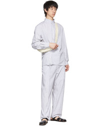 Pantalon chino à rayures verticales gris Lemaire