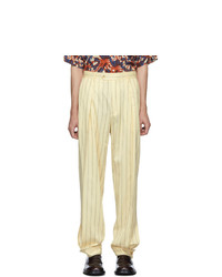 Pantalon chino à rayures verticales jaune