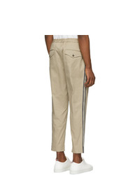 Pantalon chino à rayures verticales marron clair Moncler