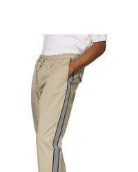 Pantalon chino à rayures verticales marron clair Moncler