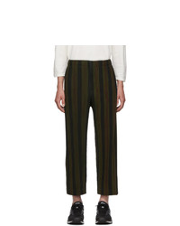 Pantalon chino à rayures verticales marron foncé