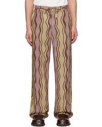 Pantalon chino à rayures verticales marron Jacquemus
