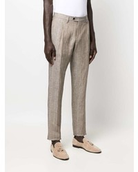 Pantalon chino à rayures verticales marron Lardini