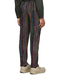 Pantalon chino à rayures verticales multicolore Homme Plissé Issey Miyake