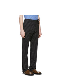 Pantalon chino à rayures verticales noir et blanc Dries Van Noten